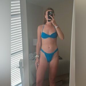 Monday Swimwear RIDE THE WAVE CROCHET Blue Bikini Set